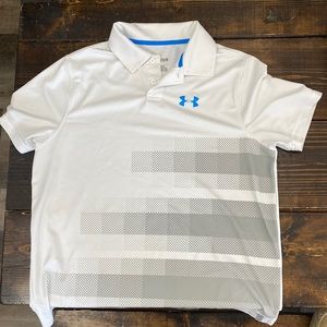 Shirt: Under Armour Golf  Size: Youth XL  Color: White